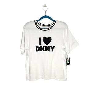 NWT DKNY Logo Black & White Ringer Sleep Tee Shirt